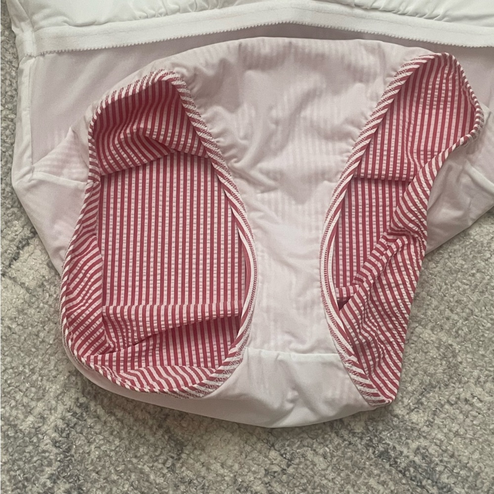 J. CREW Swimsuit One-shoulder Ruffle One-Piece in Seersucker Size 14 - Picture 13 of 14